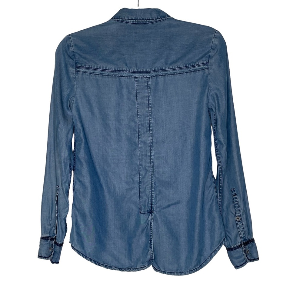 HOLDING HORSES Blue Denim Button-Down Shirt with Embroidered Yoke - Picture 2 of 9
